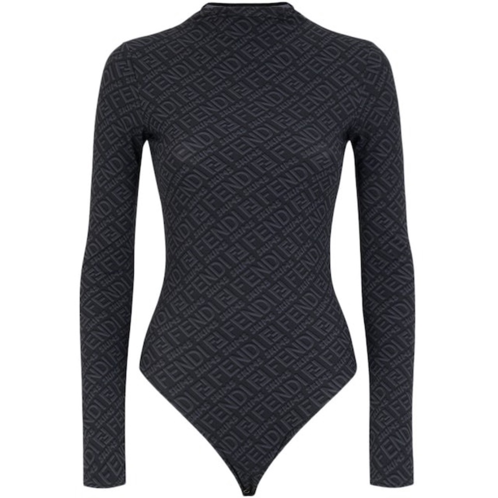 FENDI x SKIMS Logo Mock Neck Longsleeve Bodysuit Size S